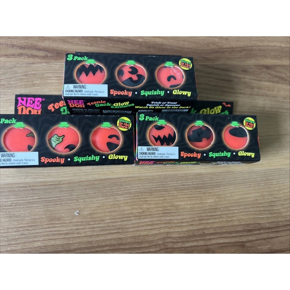 Nee Doh Teenie Jack-Glow Lanterns Glow in the Dark Squish Toy 3-Pack (3+)
